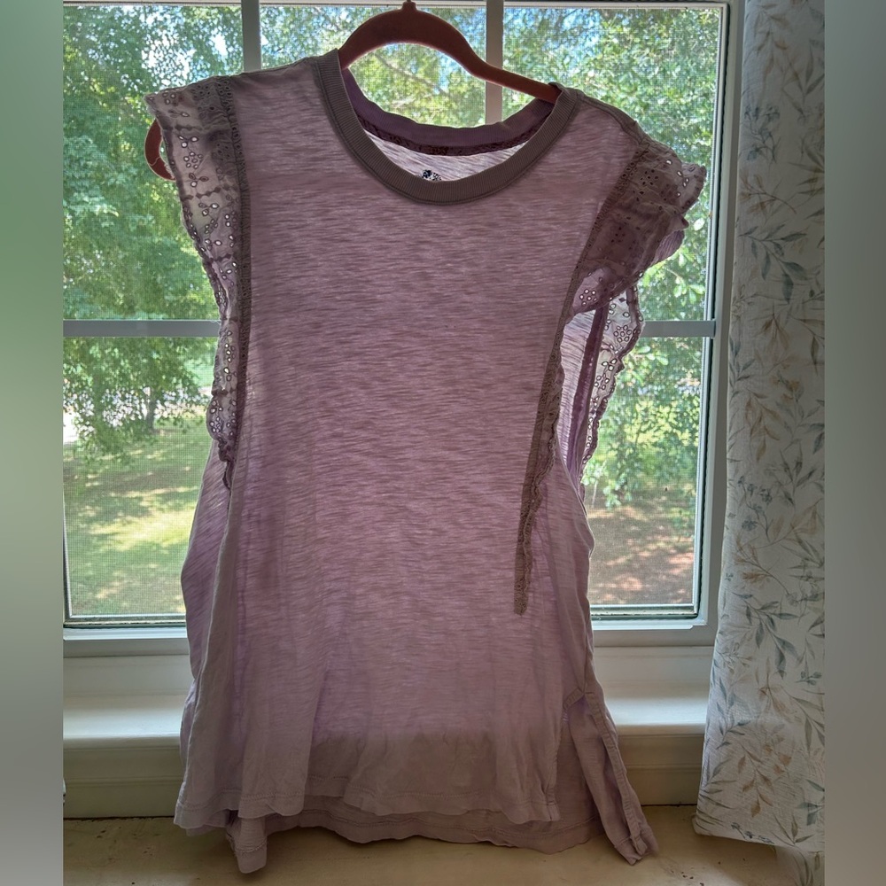 Pilcro Lilac Lace Trim Tank Top